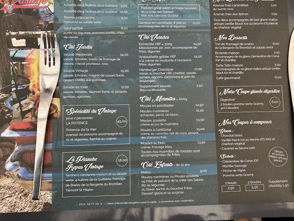 Restaurant le vintage port Bourgenay - Menu Image 1