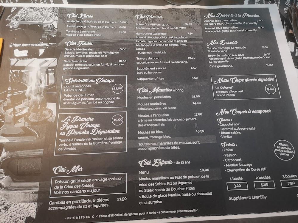 Restaurant le vintage port Bourgenay - Menu Image 3